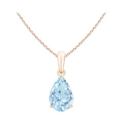 ANGARA Colgante solitario de aguamarina natural en forma de pera de 1,60 ct en oro rosa de 14 quilates