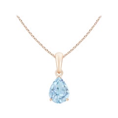 ANGARA Colgante solitario de aguamarina natural en forma de pera de 0,85 ct en oro rosa de 14 quilates