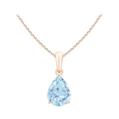 ANGARA Natural Pear-Shaped 1.25ct Aquamarine Solitaire Pendant in 14K Rose Gold