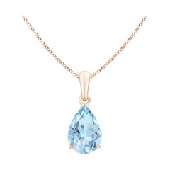 ANGARA Natural Pear-Shaped 1.60ct Aquamarine Solitaire Pendant in 14K Rose Gold