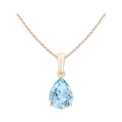ANGARA Natural Pear-Shaped 1.25ct Aquamarine Solitaire Pendant in 14K Rose Gold
