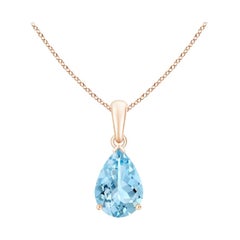 ANGARA Colgante solitario de aguamarina natural en forma de pera de 1,60 ct en oro rosa de 14 quilates