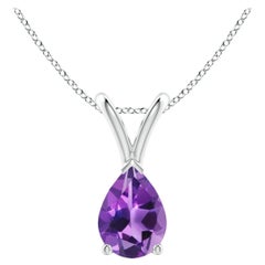 ANGARA Natural Pear-Shaped 0.60ct Amethyst Solitaire Pendant in 14K White Gold