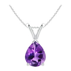ANGARA Natural Pear-Shaped 1.5ct Amethyst Solitaire Pendant in 14K White Gold