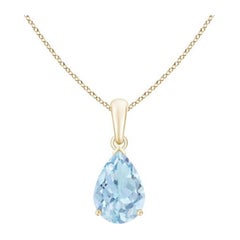 ANGARA Pendentif solitaire en or jaune 14 carats avec aigue-marine naturelle en forme de poire de 1,60 carat