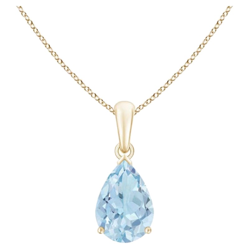 ANGARA Colgante solitario de aguamarina natural en forma de pera de 1,60 ct en oro amarillo de 14 quilates