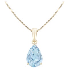 ANGARA Colgante solitario de aguamarina natural en forma de pera de 1,60 ct en oro amarillo de 14 quilates