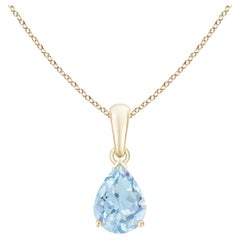 ANGARA Colgante solitario de aguamarina natural en forma de pera de 0,85 ct en oro amarillo de 14 quilates