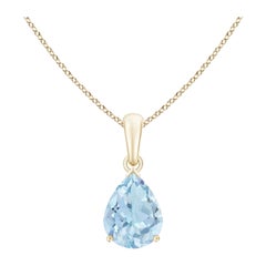 ANGARA Natural Pear-Shaped 1.25ct Aquamarine Solitaire Pendant in 14K YellowGold