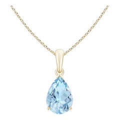 ANGARA Pendentif solitaire en or jaune 14 carats avec aigue-marine naturelle en forme de poire de 1,60 carat