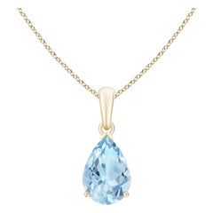 ANGARA Colgante solitario de aguamarina natural en forma de pera de 1,60 ct en oro amarillo de 14 quilates