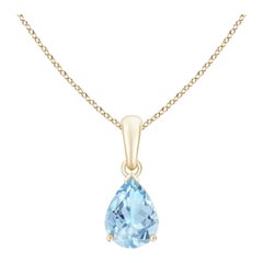 ANGARA Colgante solitario de aguamarina natural en forma de pera de 0,85 ct en oro amarillo de 14 quilates
