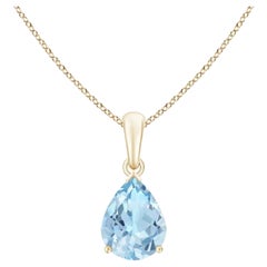 ANGARA Natural Pear-Shaped 1.25ct Aquamarine Solitaire Pendant in 14K YellowGold