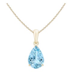 ANGARA Colgante solitario de aguamarina natural en forma de pera de 1,60 ct en oro amarillo de 14 quilates