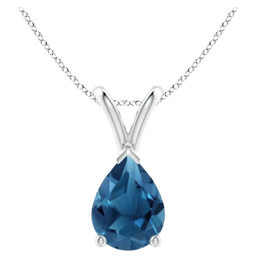 ANGARA Natural Pear-Shaped 1.25ct London Blue Topaz Pendant in Platinum