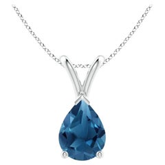 ANGARA Natürlicher birnenförmiger 1.25 Karat Londoner Blautopas-Anhänger aus Platin