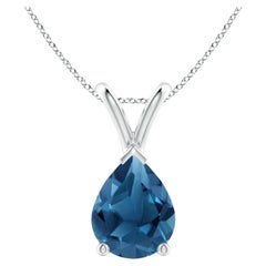 ANGARA Natural Pear-Shaped 1.90ct London Blue Topaz Pendant in Platinum
