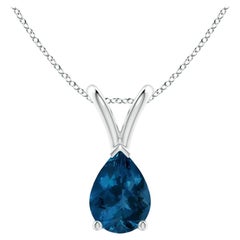 ANGARA Natural Pear-Shaped 0.80ct London Blue Topaz Pendant in Platinum
