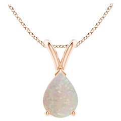 ANGARA Colgante solitario de ópalo natural en forma de pera en V de 0,70 ct en oro rosa de 14 quilates