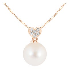 Freshwater Cultured Pearl Pendant with Heart-Shaped Bale in 14K Rose Gold