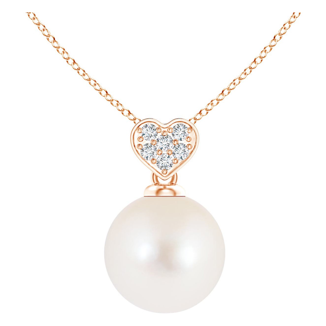 Freshwater Cultured Pearl Pendant with Heart-Shaped Bale in 14K Rose Gold For Sale