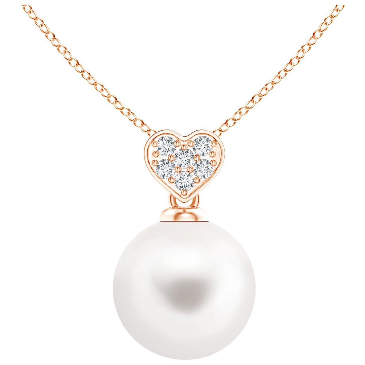 Freshwater Cultured Pearl Pendant with Heart-Shaped Bale in 14K Rose Gold For Sale