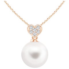 Freshwater Cultured Pearl Pendant with Heart-Shaped Bale in 14K Rose Gold