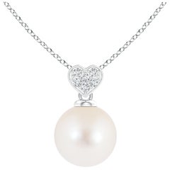 Freshwater Cultured Pearl Pendant with Heart-Shaped Bale in 14K White Gold