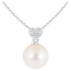 Freshwater Cultured Pearl Pendant with Heart-Shaped Bale in 14K White Gold