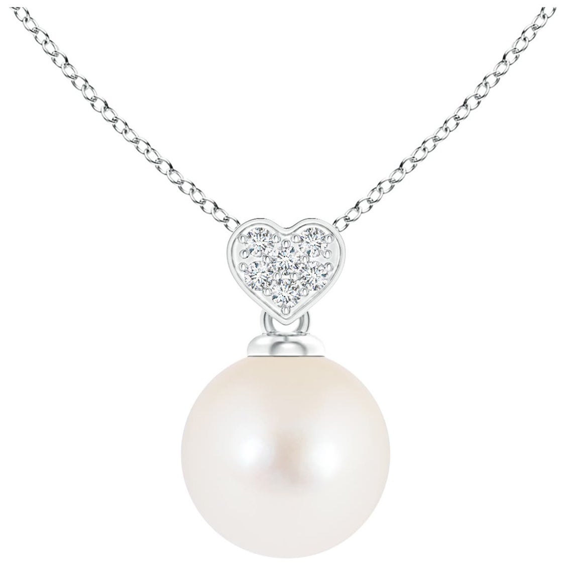 Freshwater Cultured Pearl Pendant with Heart-Shaped Bale in 14K White Gold