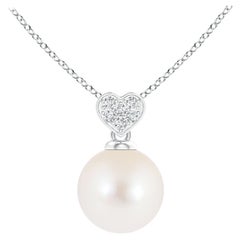 Freshwater Cultured Pearl Pendant with Heart-Shaped Bale in 14K White Gold