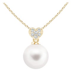 Freshwater Cultured Pearl Pendant with Heart-Shaped Bale in 14K Yellow Gold