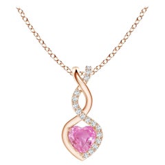 Colgante Corazón Infinito Zafiro Rosa Natural 0,25ct Diamantes en Oro Rosa de 14K