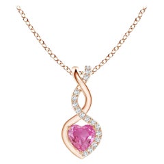 Colgante Corazón Infinito Zafiro Rosa Natural 0,25ct Diamantes en Oro Rosa de 14K