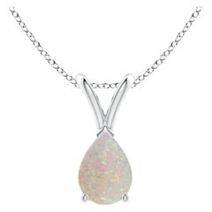 ANGARA Natural V-Bale Pear-Shape 0.42ct Opal Solitaire Pendant in 14K White Gold