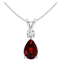 ANGARA Natural 2.10ct Garnet Teardrop Pendant with Diamond in Platinum