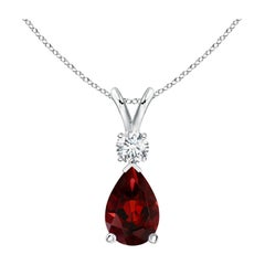 ANGARA Natural 1.80ct Garnet Teardrop Pendant with Diamond in Platinum