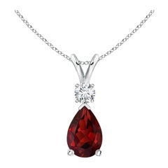 ANGARA Natural 2.10ct Garnet Teardrop Pendant with Diamond in Platinum