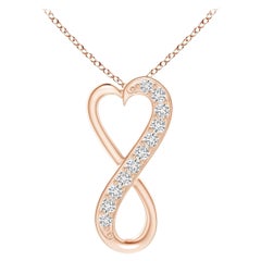 ANGARA Pendentif coeur infini en or rose 14K avec diamant naturel 0.1cttw (H, SI2)