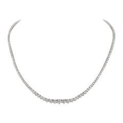 Alexander 8.53 Carat Diamond Three Prong Tennis Riviera Necklace 18k White Gold