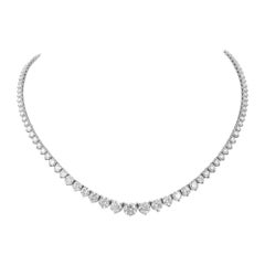 Alexander GIA 18.58 Carat Diamond 3-Prong Tennis Riviera Necklace 18k White Gold