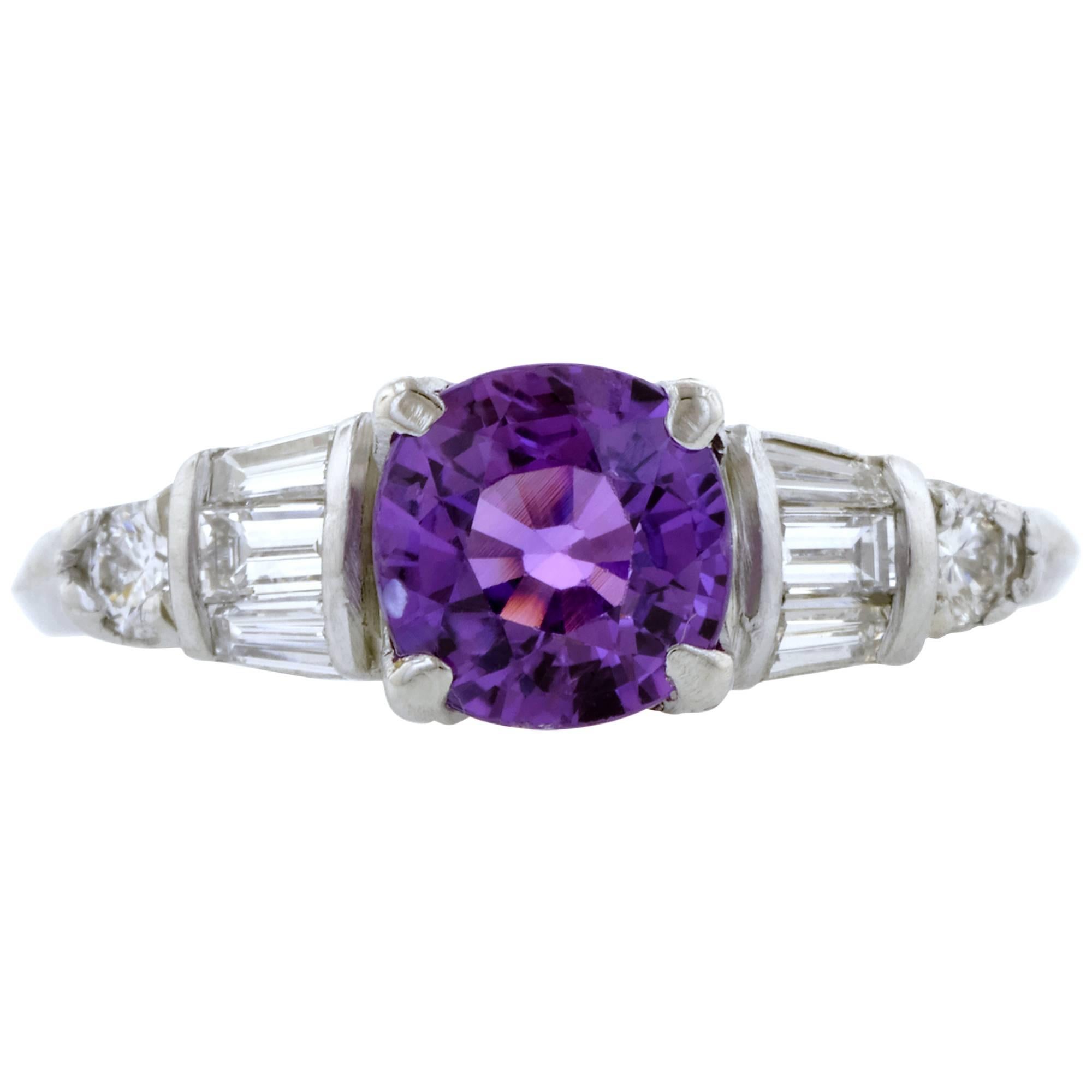 Pink-Purple Sapphire 2.04 carat Diamond Ring For Sale
