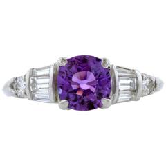 Vintage Pink-Purple Sapphire 2.04 carat Diamond Ring