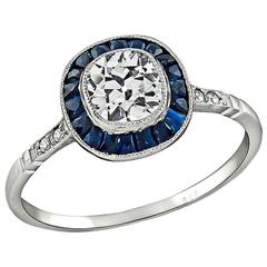 Charming 0.67ct Cushion Cut Diamond Sapphire Engagement Ring 8