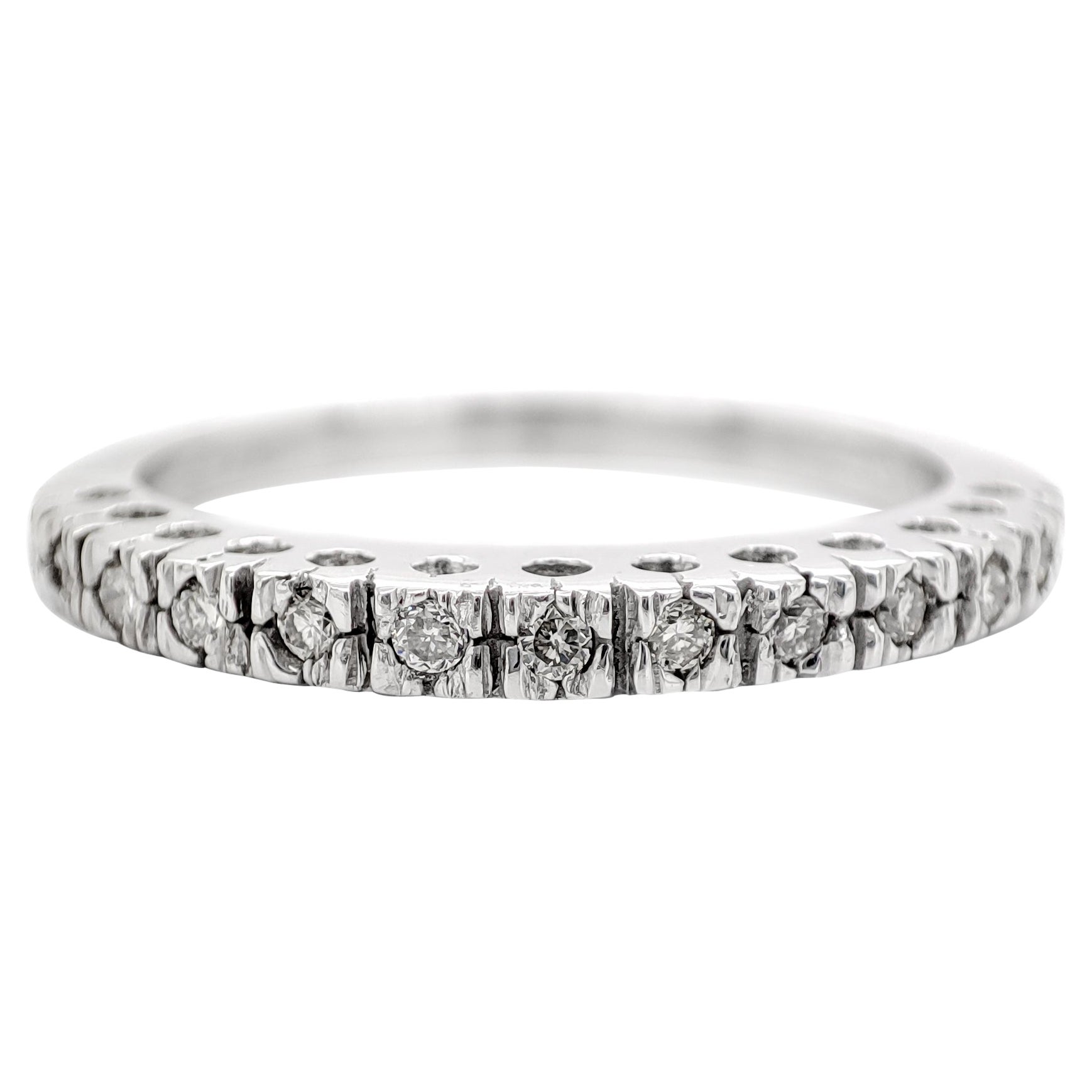 *NO RESERVE* 0.14CT Round Diamond Band Ring 14K White Gold For Sale