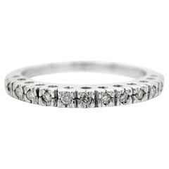 NO RESERVE 0.14CT Round Diamond Band Ring 14K White Gold