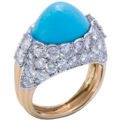 Antique 1950s CARTIER Paris Turquoise Diamond ring