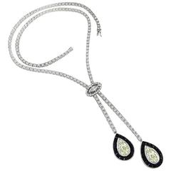 4.20ct Light Fancy Yellow Diamond Onyx Necklace 10
