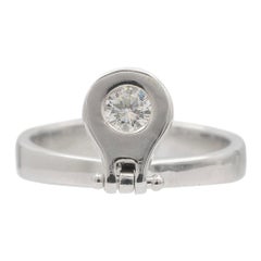 Ladies 18K White Gold Band With Diamond Drop Charm