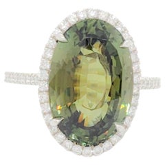 GIA Alexandrite and White Diamond Cocktail Ring in Platinum